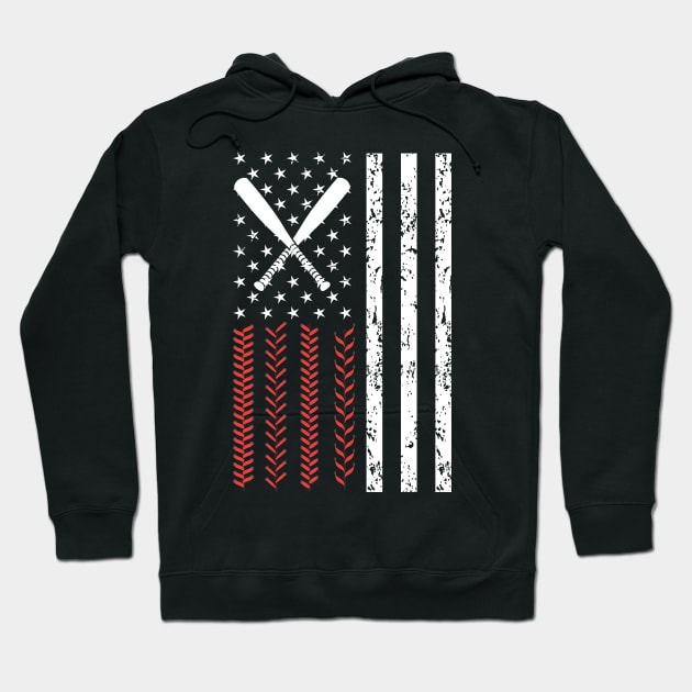 Baseball American Flag US Sports Hoodie by Pannolinno